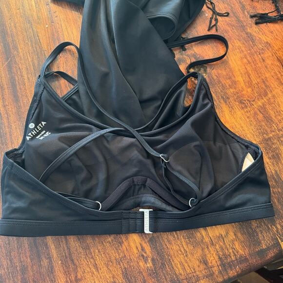 Athelta Black 36 B/C Built in Bra Strap Tank Work Out Swim Top Slimming Babydoll - Picture 5 of 10